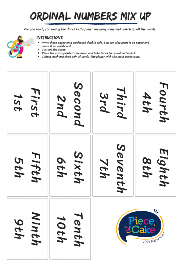 Ordinal Numbers Memory game (2)